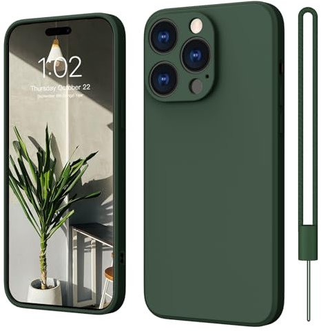 ElestBela iPhone 15 Pro Max Hülle Silikon, Slim Case mit Microfiber, Kratzfeste Rundumschutz Case Schutzhülle für iPhone 15 Pro Max 6.7'' Matt Grün