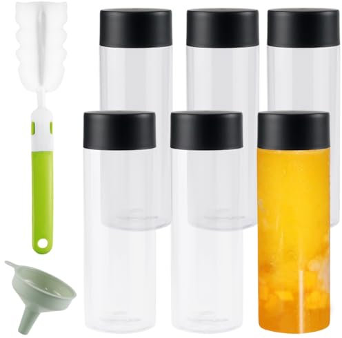 Toivize Bouteille Sensorielle Vide 6 Pièces, Bouteille Plastique de 350 ML à Remplir Réutilisables Bouteilles Transparentes pour Smoothie pour le Thé, les Jus, les Boissons Froides