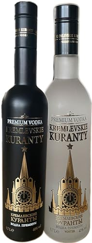 Kremlevskie Kuranty Premium Vodka Set, Black und White, 2 x 0,7 Liter, 40% vol