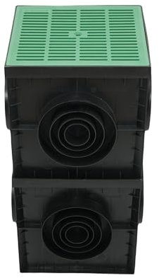 Megaa store Hofablauf aus Kunststoff mit Aufsatzkasten A15 1,5 Tonnen Entwässerung Gully Hofsinkkasten 300X300x600mm (Grün)