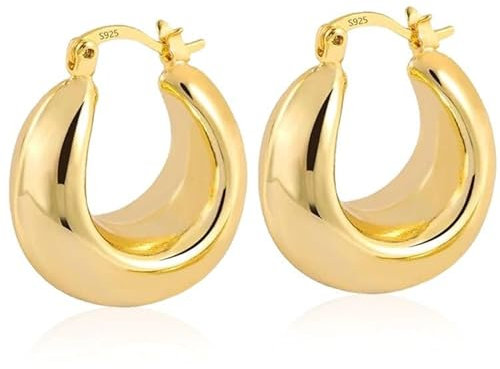Aucuu Chunky Ohrringe, 18k Ohrringe Dupes für Damen, Hypoallergene Waterdrop Earrings, Creolen Ohrringe, Modeschmuck Ohrringe für Frauen und Mädchen Geschenke