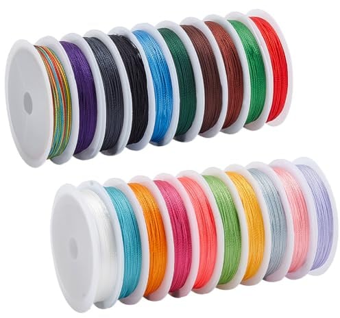 PH PandaHall 200m Armband Perlenschnur 20 Farben 0.3mm Geflochtener Perlenfaden Chinesische Knotenschnur Für Kumihimo Freundschaftsarmband Schlüsselanhänger Schlüsselbänder Perlen