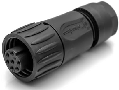 Amphenol C016 30D006 110 12 Ecomate Kabeldose 6-polig + PE - Rundstecker | Schwarz, Staubkappe & Dichtung, Schraubanschluss für 0,75-2,5 mm², IP67 Rundsteckverbinder für Maschinenbau & Messtechnik