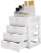 Desktop Storage Box, 4 Drawers + 1 Top Platform, PP Desk Organizer with Drawer, Drawer Organizer, White