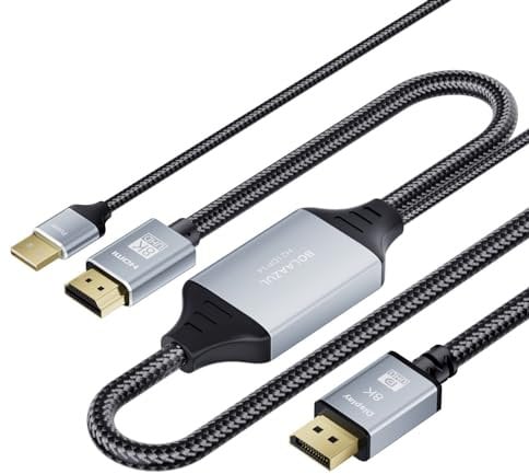 BolAAzuL Cable HDMI a DisplayPort 8K, HDMI 2.1 a DP 1.4, compatible con 8K @30Hz 4K @120Hz 2K @144Hz