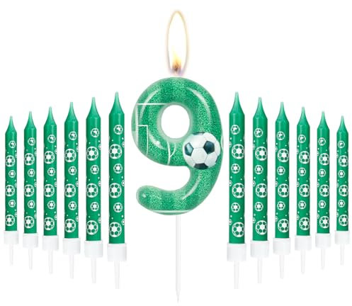 Birthday Number Candles, Football Birthday Number Candles, Green Number Cake Candles with 22 Extension Rods, Party Decorations for Unforgettable Celebrations