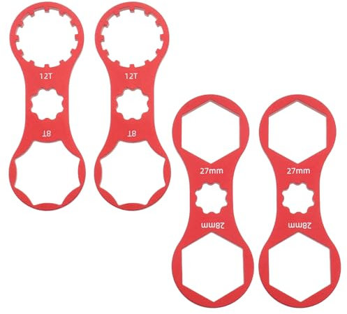 LT Easiyl 4Pcs Bicycle Front Fork Repair Tool Double Head Front Fork Cap Wrenchs Suitable for XCR/XCM/XCT/RST Mountain Bikes/Road Bikes Front Cap, Red