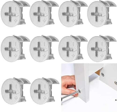 10PCS Durable Cam Lock Set for Drawers & Wardrobes – Anti-Corrosion, Secure Furniture Connector White