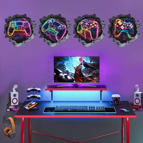 ANHUIB 3D Gaming Wall Sticker for Boys Bedroom, Gamer Zone Accessories, Vinyl Decal, Game Room Art Decals for Xbox