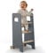 CADANI Jasper Lernturm ab 1. Jahr mit Anti Kipp Schutz - Montessori Küchenhelfer Massivholz bis 50 kg belastbar -Höhenverstellbar - Made in EU - Innovative Spitzenqualität, Grau