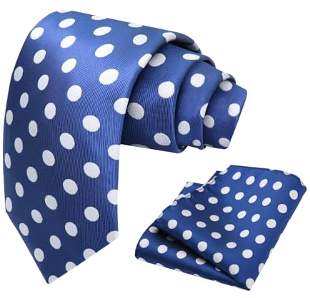 Luckyvestir Herren-Krawatte mit Punkten für Herren, Seidenkrawatten und Einstecktuch, formelle Krawatten, Hochzeit, Business