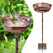 FaloStwer Vogeltränke Stehend für Draußen Garten, 90cm Freistehend Metall Vogelbecken Schüssel Wassertränke, Antikes Vogelfutterstation für Garten Hof und Rasendekoration (Retro Braun)