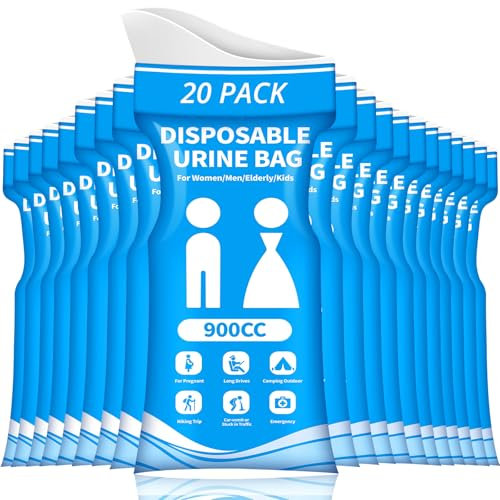 HOKINETY Disposable Urine Bag for Travel - 900ML Portable Pee Bags for Women Men 20 PCS Emergency Vomit Bags Unisex Urinal Toilet Bag for Car Camping, Road Trip,Traffic Jams, Pregnant, Kids, Patient