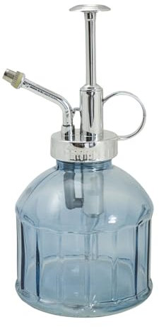 temonto Pflanzensprüher, 200ml, Zerstäuber, Sprühflasche zur Pflanzenpflege, Glas, Vintage-Design in Blautönen (mittelblau)