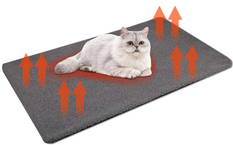 GSrenyu Self Heating Cat Bed,Pet Heated Mat,Soft Warm Self Heating Pet Pad, Safe Fluffy Thermal Self Heated Dog Blanket, Cat Pad Washable, Self Warming Bed Mat for Indoor Cats Kitten Puppy(76x48cm)