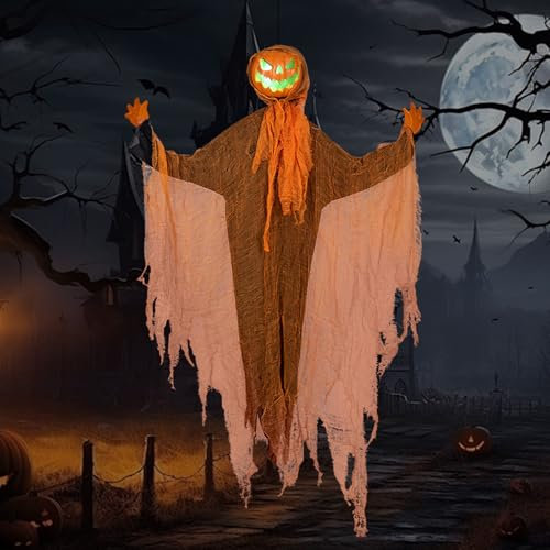 Halloween Deko | Elektrischer Schüttelkopf Kürbiskopf Dekoration Mit LED Licht | Halloween Deko Geist,Halloween Hängedekorationen,Batteriegerät Hängende Laterne Kürbiskopf (1STK)