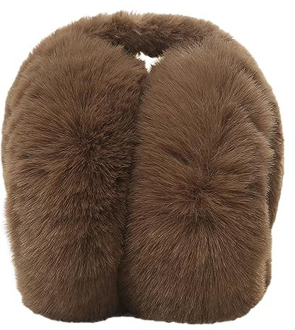 Zgehnao Cache-oreilles pliable en peluche pour femme - Chauffe-oreilles pour temps froid - Cache-oreilles en fourrure pour activités de plein air, marron, See dimensional drawing