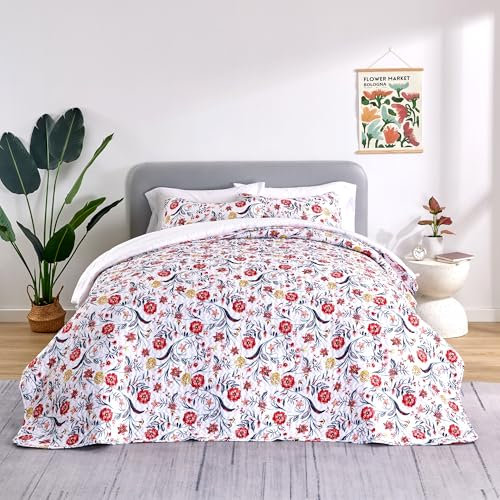 SLEEP ZONE 3-teiliges bedrucktes Bettwäsche-Set – King-Size – leichtes Wende-Bettwäsche-Set für alle Jahreszeiten (Evans-Muster), King Size (269,2 x 243,8 cm | 2 Kissenbezüge)