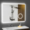 GIMBELEN LED Badezimmer Spiegel mit Uhr 80 x 60 cm, 3 Lichtfarben, Dimmbar, 3-facher Vergrößerung, Anti-Beschlag, Speicherfunktion, IP44 wasserdicht
