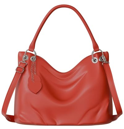 KMISSO Damen Umhänge Henkel Tasche Veganes Leder 30617 Red