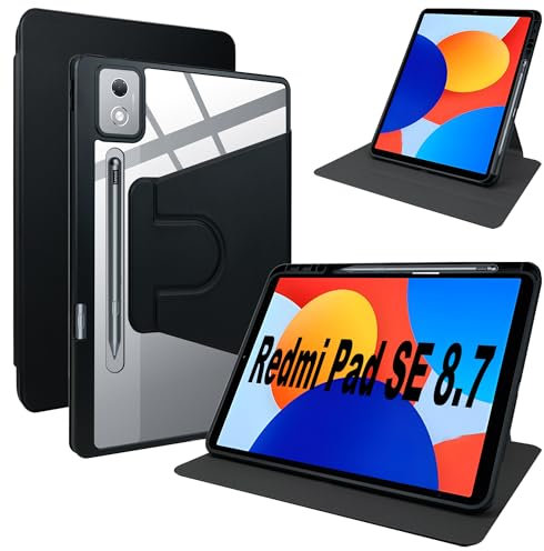 Lemxiee Funda para Xiaomi Redmi Pad SE 8.7 Cover,Funda Protectora con Soporte Plegable/con Ranura para bolígrafo,Funda de Cuero PU + acrílico Transparente para Xiaomi Redmi Pad SE 8.7 11 2025 Case