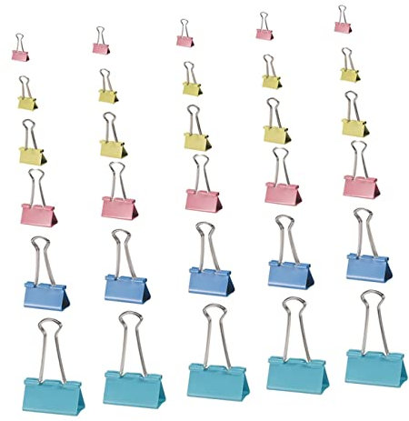 Operitacx 90stücke Farbige Binderclips Papierklammern Clips Für Büro Zuhause Schule Küche Heimgebrauch Wiederverwendbar Dokumentenorganisator Griffklappbar