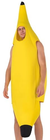 BPTRKOM 1 pezzo Costume da Banana per Uomo– Tuta Divertente a Tema Frutta – Ideale per Carnevale, Halloween e Feste in Maschera(Versione per adulti)