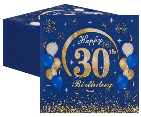 60 Stück Servietten 30. Geburtstag Mann - Happy Birthday Servietten für 30 Geburtstag Männer Tischdekoration