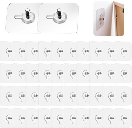 40 Stück Bilderhaken Selbstklebend, Klebenägel Wand & Klebenagel Für Bilderrahmen Ohne Bohren, Transparente Wandbefestigung Für Küche Dusche Schlafzimmer, Bis 5 kg Belastung