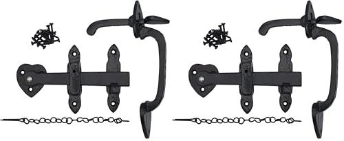 Keypak Suffolk Gate Latch Thumb Lever – Double Sided with Locking Pin, Traditional Latch for Wooden Garden Gates (Pack of 2)