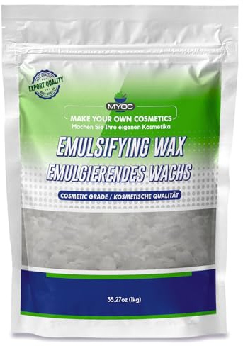MYOC Emulsifying Wax – Cosmetic Grade | For Creams, Lotions, Hair Conditioners, DIY Formulations - 1Kg/35.27 Oz