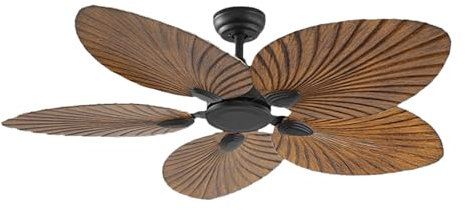 QAZXDRFG Ventiladores Tropicales Hoja De Palma, Ventilador Techo Exterior Tropical 52 Pulgadas Sin Luz, 5 Cuchillas Motor Tranquilo Reversible, Grano Madera para El Porche Patios 52''