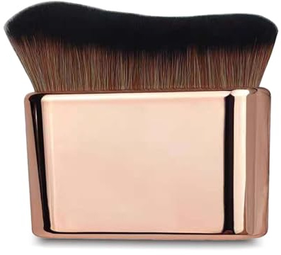 Body Tanning Brush Flat Kabuki Makeup Brush for Self Tanner Foundation & Lotion Electroplated Rose Gold Handle Soft Non-Shedding Bristles Travel-Friendly