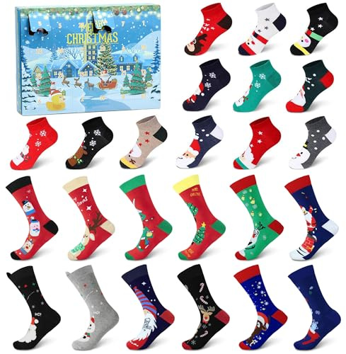 DBPBToU Adventskalender 2025 Frauen 12 Paare Weihnachtssocken Adventskalender 2025 Männer, Geschenke für Frauen Weihnachtskalender 2025 Weihnachtssocken Damen