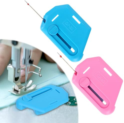 MOSTFUN 2 Stück Magnetische Nahtführung, Magnet Nahtführung | Lineal für Nähmaschinen, Multifunktionale Polygonale Saumführung mit Skala, Nähzubehör Zubehör (Blau & Pink)