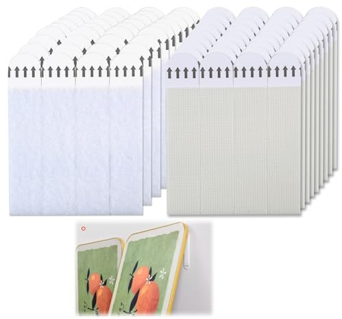 sofun 72 tiras de velcro autoadhesivas (36 pares) – Tiras de póster para colgar cuadros sin taladrar, doble cara, adhesivo fuerte, sin residuos para marcos de fotos y decoración de pared (blanco, 19 x