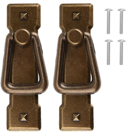 2 Pcs Vintage Drop Handles, Antique Drawer Vintage Handles, Antique Bronze Door Ring Pull, Kitchen Bin Cupboard Drop Pulls Handle, Fit for Cabinet Wardrobe Drawer, Zinc Alloy, 95*26mm, 45g per Handle