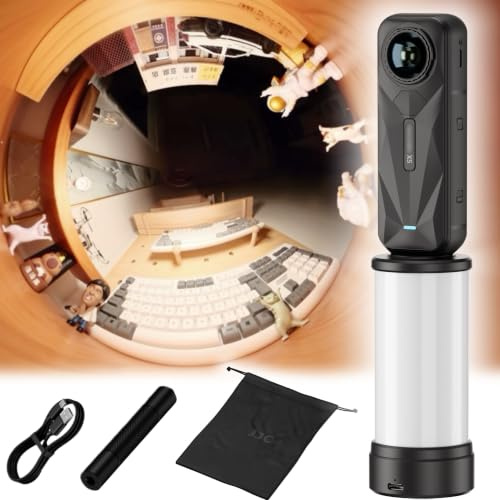 JJC 360° LED Light for Insta 360 X6 X5 X4 Air X3 & Osmo 360 Action Camera | Rechargeable Video Light with 1/4-20 Screw for Go Pro Max, Camping Vlog Lighting with 3 Colour Modes & 5 Brightness Levels