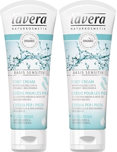 Lavera Fußcreme mit Bio-Macadamia und Heilerde, schnell einziehend, Bio-Hautpflege, innovative Naturkosmetik, 75 ml (Packung mit 2)