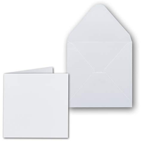 NEUSER PAPIER 50x Quadratisches Faltkartenset inkl. Briefumschlägen 14 x 14 cm blanko in Hochweiß - ideal zum Selbstgestalten & Kreieren