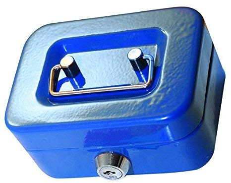 DWD 4.5 Inch Metal Key Lock Mini Cash Money Box with Cylinder Lock Red