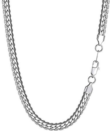 PROSTEEL Halskette Hochwertig Edelstahl Panzerkette Erbskette 6,5MM Breite Herren Jungen Gliederkette mit Karabinerverschluss, 55CM lang