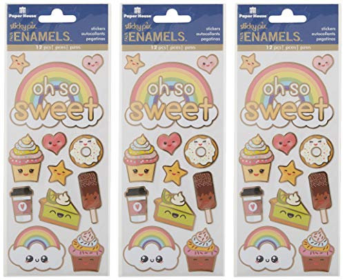 Paper House Productions Stickers Faux Enamel, Kawaii (3 Pack), 3 Piece