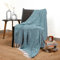 RAJRANG BRINGING RAJASTHAN TO YOU Primitive rustikale Wurfdecke mit dekorativem Quasten - 100% Baumwolle wirft geometrisch gewebte weiche Terrasse Bequeme Decken - blaugrün blau - 50 x 60 Zoll