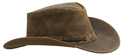 WALKER AND HAWKES Outdoor-Hut aus Rindsleder - Vintage-Optik - Hellbraun - XL (60cm)