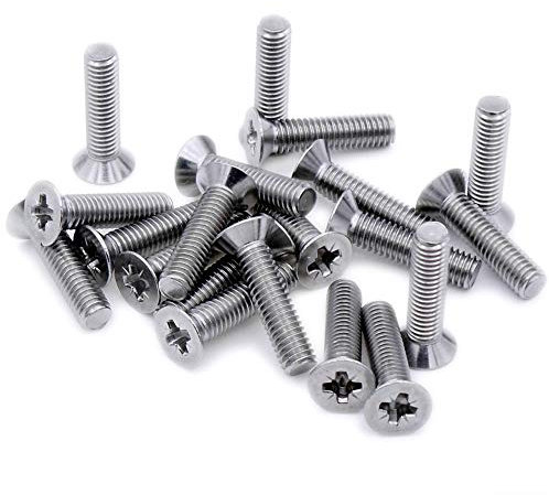 M5 (5mm x 25mm) Pozi Countersunk Machine Screw (Bolt) - Stainless Steel (A2) (Pack of 20)