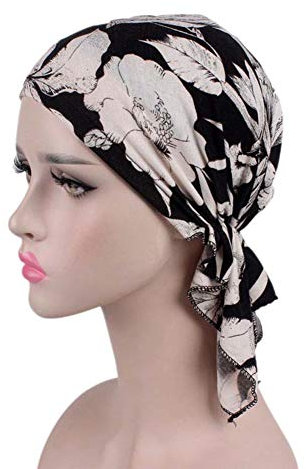 TININNA Stretch Turban Mütze Baumwolle Kopftuch Drucken Kopfbedeckung Hüte,Frauen Muslim Beanie Schal Bandana Hut Chemo Krebs Chemotherapie Haarausfall Schlafmützen