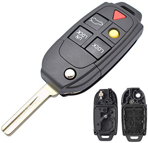 XUKEY Autoschlüssel Pad Schalter Shell Für S60 S80 V70 XC70 XC90 Schlüsselanhänger Ersatz Repair Kit 5 Button 2004 2005 2006 2007 2008 2009