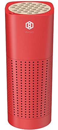 IMUNSEN M-003R Car Air Purifier with Cypress Wood, 4-Stage Filtration, H13 True HEPA Filter, Captures Smoke, Odors, Mold, Allergens, USB Port 5V Car, Desk and Office, Made in Korea – Red