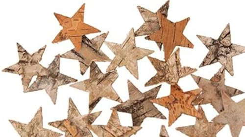 72 STK Birkensterne Natur 4cm Sterne OTH4 Birkenrinde Weihnachtsdeko Herbstdeko Rinde Holz Birke Deko Dekosterne Rindensterne Holzsterne Rinde Birkendeko